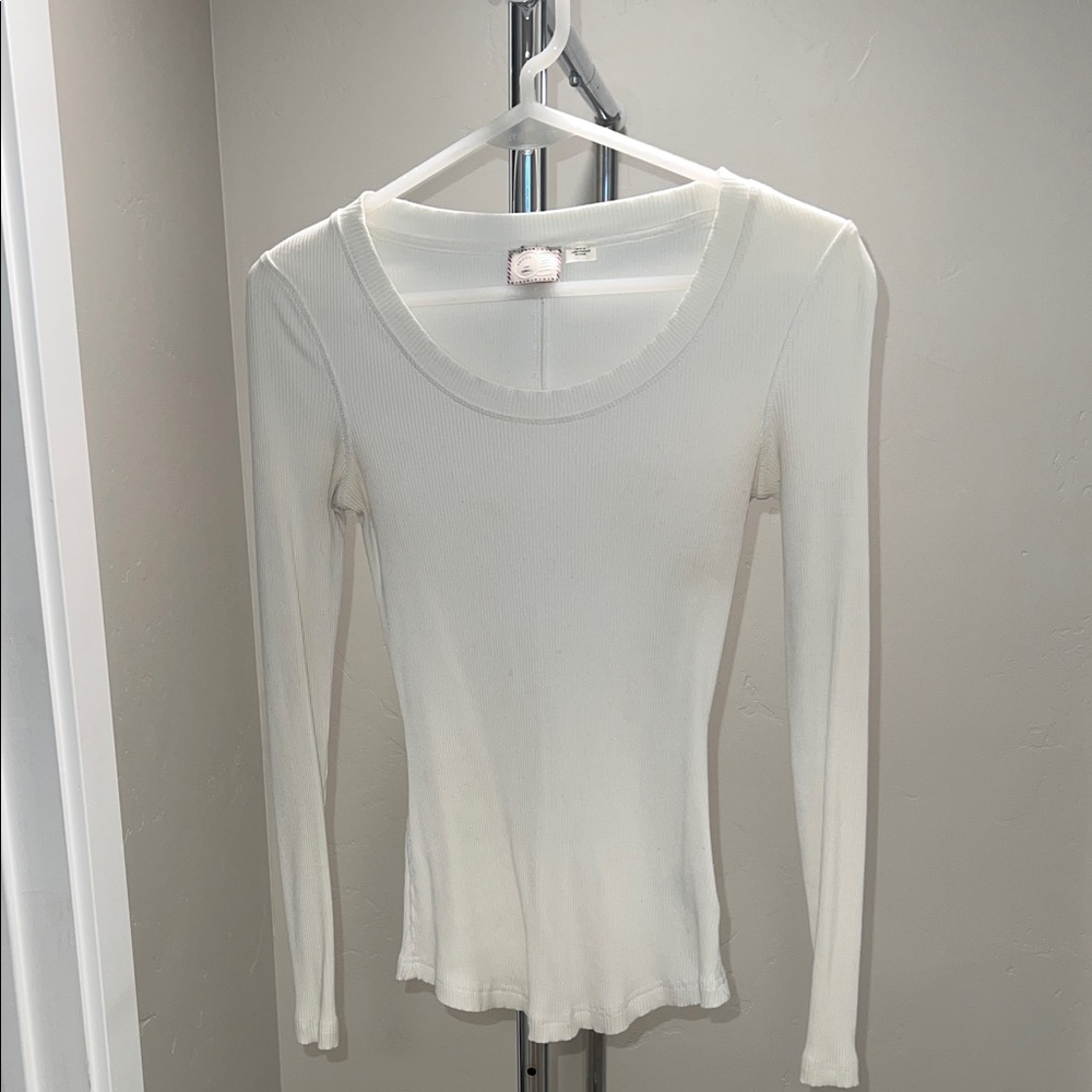 Anthropologie Cream Long Sleeve Top